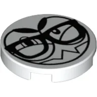 Tile Round 2 x 2 with Nixel in Glasses Face Print / White