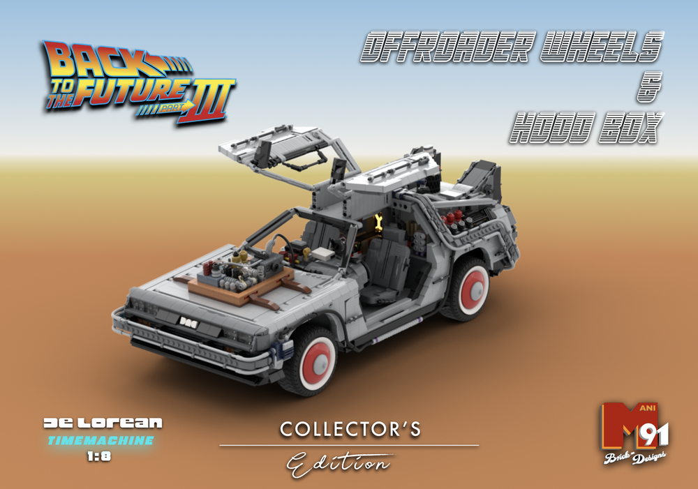 Lego 1:8 Back to the Future DeLorean Part III Hood Box & Offroader Wheels