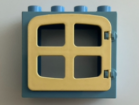 Lego Duplo Door / Window Frame 2 x 4 x 3 Raised Door Outline with Light Yellow Door / Window with 4 Panes (2332 / 4809)
