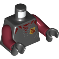 Lego Torso Tunic with Dark Red Shirt, Hogwarts Crest Print, Dark Red Arms, Black Hands / Black