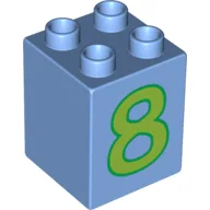 Duplo Brick 2 x 2 x 2 with Lime No. 8 Print / Medium Blue