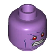 Minifig Head Thanos, Red Eyes, Angry Grin with Teeth Print / Medium Lavender