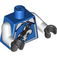 Lego Torso White Fleur de Lis and Collar with Brown Belt Print, White Arms, Black Hands / Blue