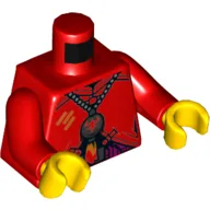 Torso, Robe with Silver Necklace, Pendant, Orange Lightning Print (Red Son), Red Arms, Yellow Hands / Red