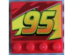 Tile, Modified 4 x 4 with Studs on Edge with '95' on Lightning Bolt Pattern Model Left Side (Sticker) - Set 8484