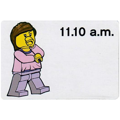 Lego Activity Card, Time-Teaching 12-Hour Clock 11.10 a.m., Female / [No Color/Any Color]