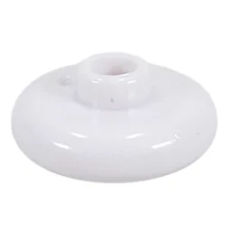 Pen Bead, Round Short, Curved Edge / White