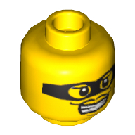 Lego Minifig Head Black Mask and Thin Moustache Print [Hollow Stud] / Yellow