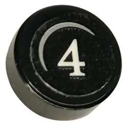Tile, Round 1 x 1 with White Number 4 and Light Bluish Gray Crescent Pattern (Sticker) - Set 75968